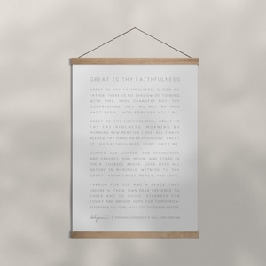 Hymn Great is Thy Faithfulness - Handwritten Font Poster with Hanging Frame | Hymn Wall Art | Magnetic Frame