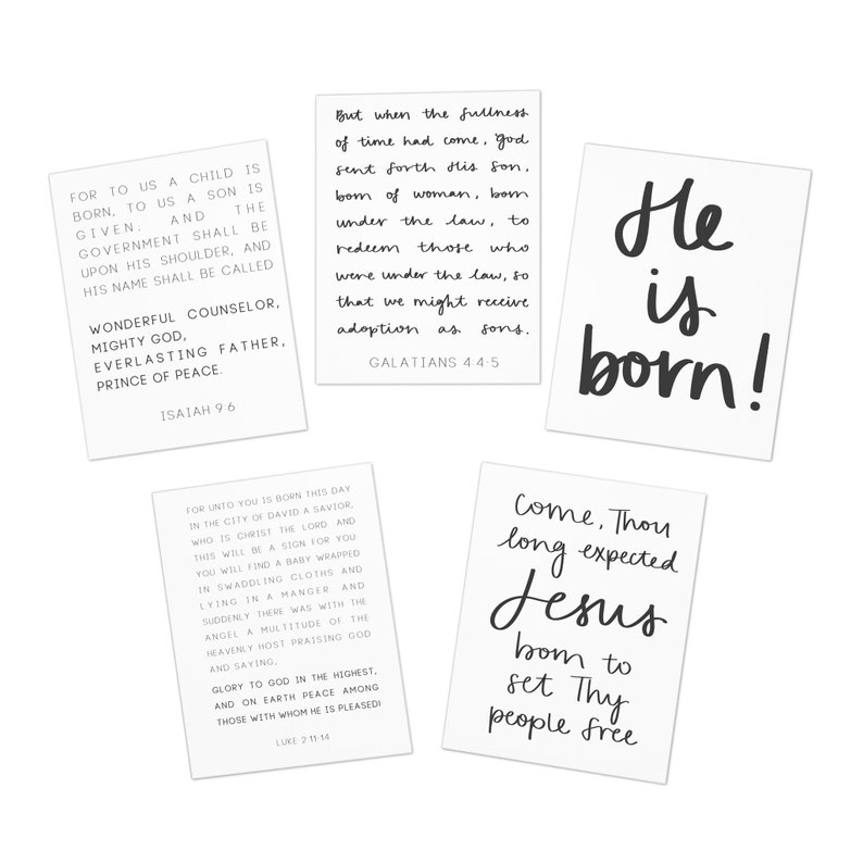 christian-christmas-cards-bundle-set-of-5-handwritten-etsy
