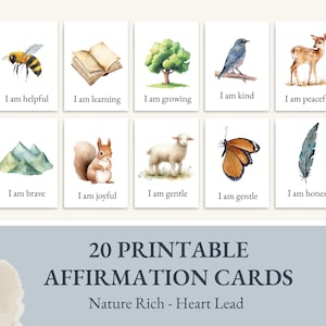 Tarjetas de afirmación imprimibles para niños / Inspiradas en Charlotte Mason / Baraja de autocuidado y atención plena para la educación en casa