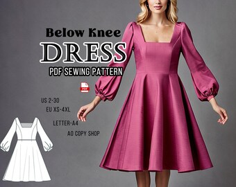Sweetheart Neck Evening Dress Sewing Pattern: Plus Size US 2-30 (Digital PDF Pattern)