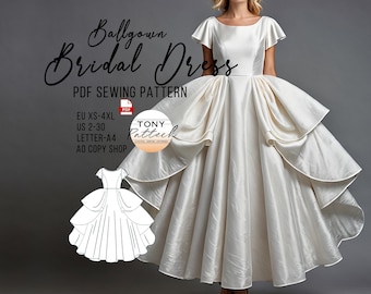 Renaissance Wedding Dress Sewing Pattern: Plus Size US 2-30 (Digital PDF Pattern)