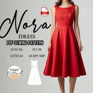 Nara Midi Dress Sewing Pattern: Vintage Boat Neck (PDF Pattern)