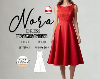 Schnittmuster Nara Midi-Kleid: Vintage U-Boot-Ausschnitt (PDF Pattern)