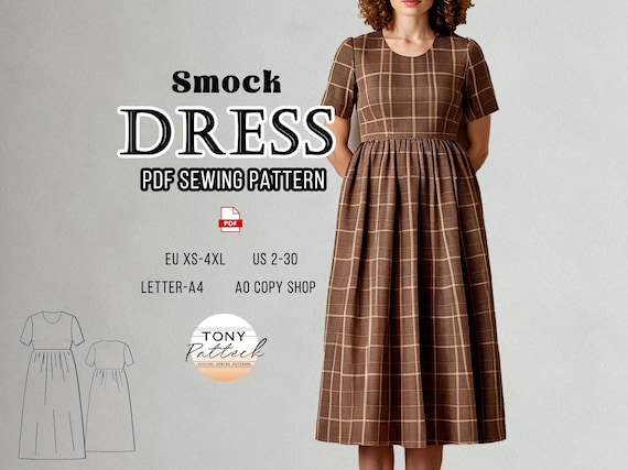 sewing pattern smock dress LISTON Smock Dress Sewing Pattern, US