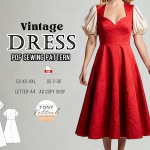 Vintage Sweetheart Dress Sewing Pattern: Retro Plus Size (Digital PDF Pattern)