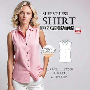 Muster: ärmelloses Shirt Schnittmuster: US 2-30 Plus Größe (Digital PDF Pattern)