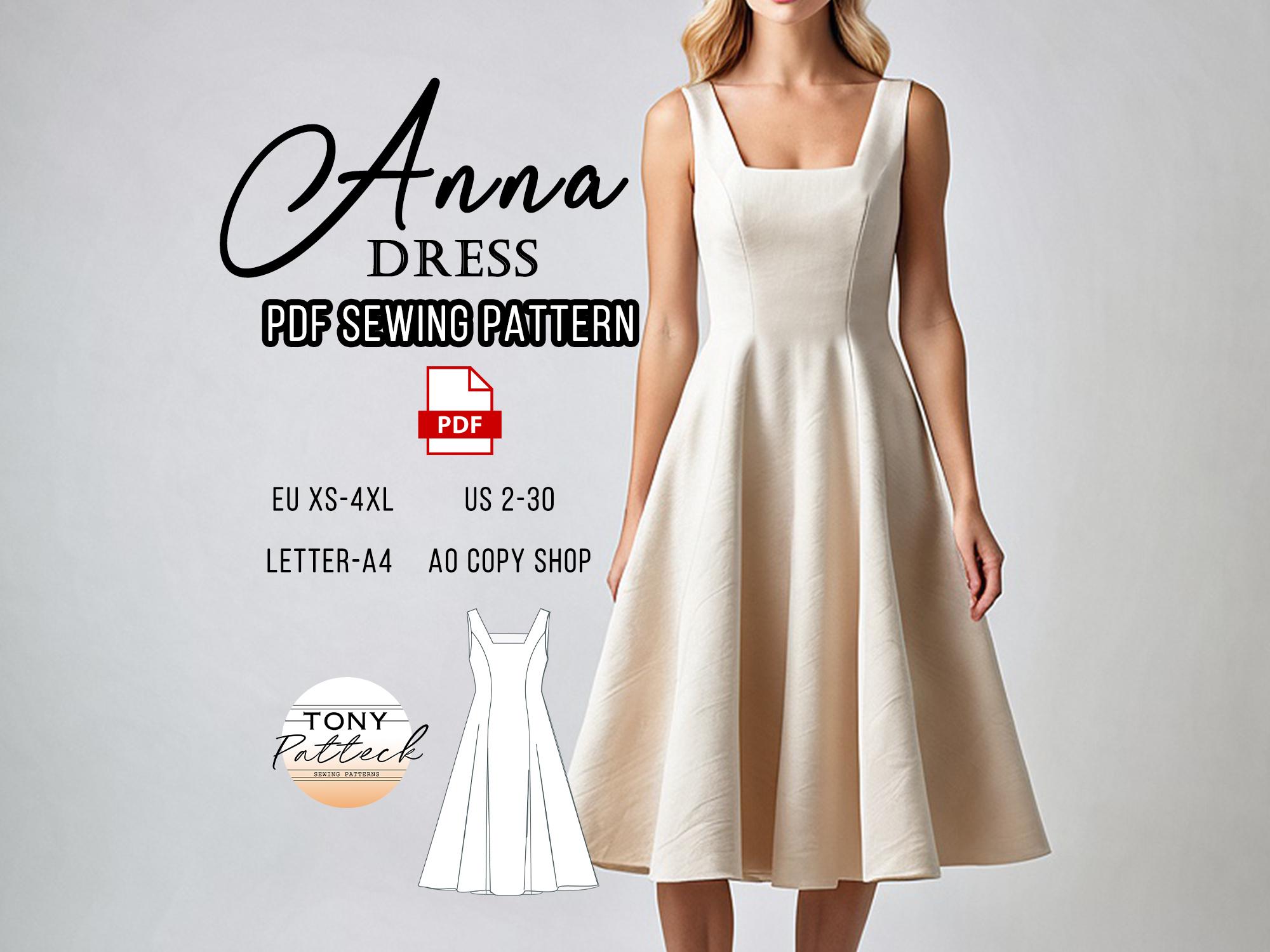 Anna Midi Dress Sewing Pattern: Bridesmaid, Evening (US 2-30) (PDF Pattern)  - Etsy