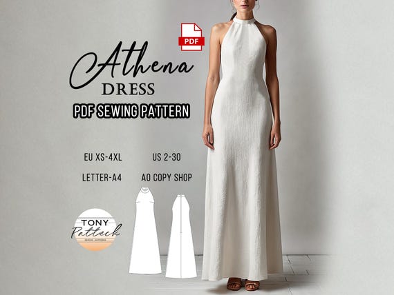 Halter Neck Gown Sewing Pattern: Prom, Bridesmaid Dress (US 2-30) (PDF  Pattern) - Etsy