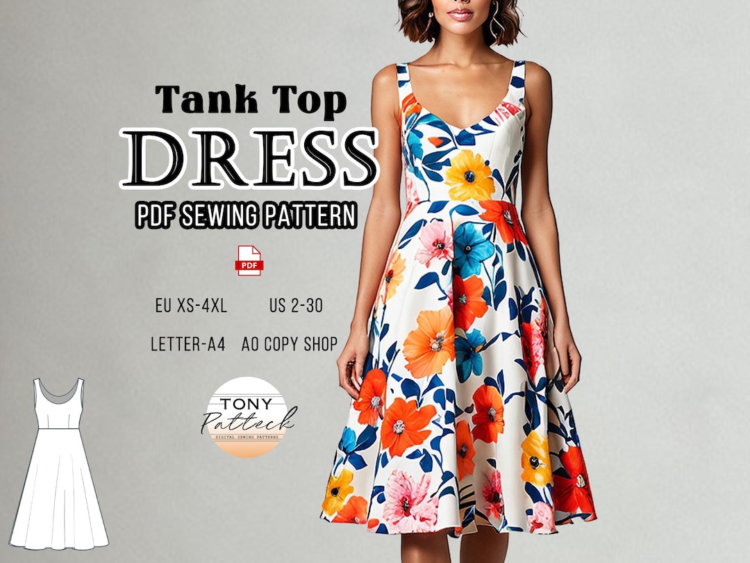 Half Circle Evening Dress Sewing Pattern, Deep Scoop Neck (digital PDF ...