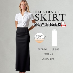 Long Skirt Sewing Pattern, Summer Skirts, Vent Skirt Pattern, Full Skirt Pattern, Modest Skirt Pattern, US 2-30 Plus Size Patterns
