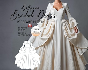 Patrón de costura para vestido de novia: Vestido de baile renacentista (patrón digital en PDF)