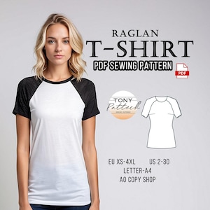 Naaipatroon raglan-T-shirt: VS 2-30 plus size (digitaal pdf-patroon)