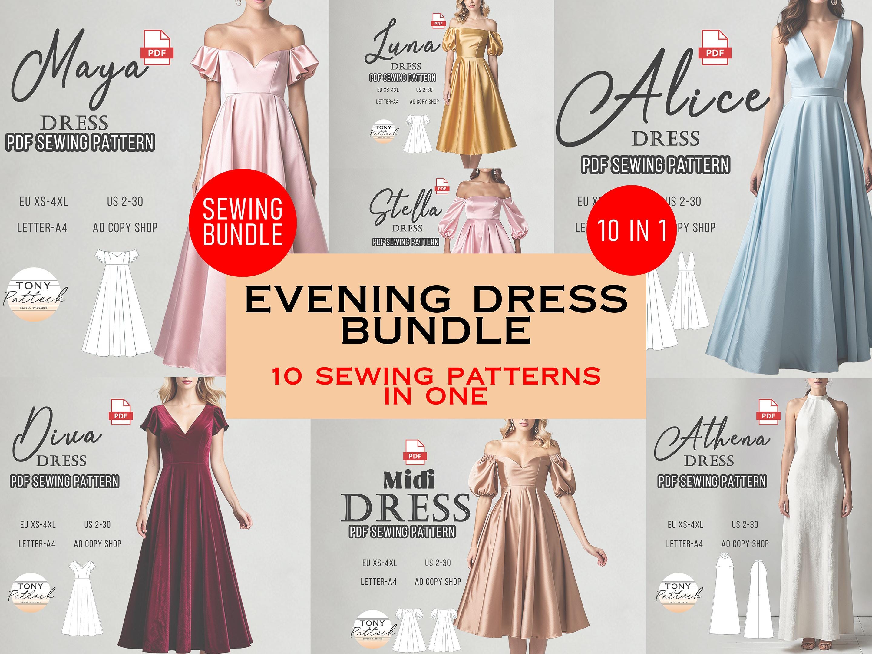 plus size evening dress sewing patterns Burda 6487 Evening Dress in Two Styles, Uncut, Factory Folded, Sewing –  Patterns Central main image 1
