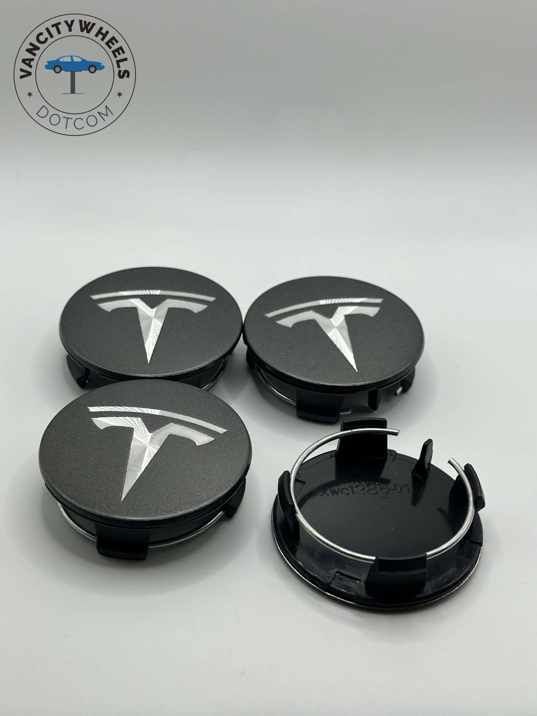 4 Stück 58mm 54mm Tesla Logo Radkappen Graphite Black - .de