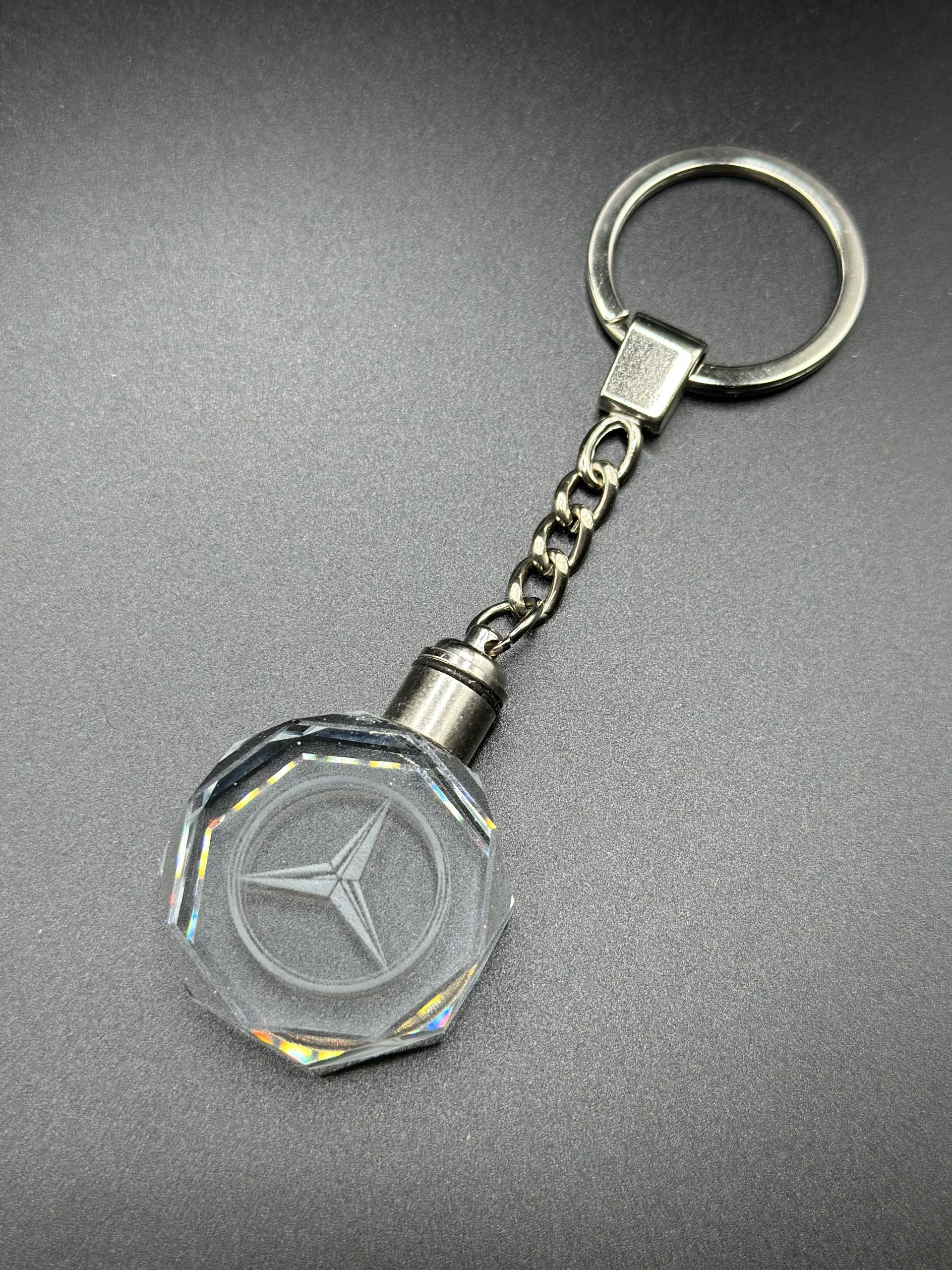 Mercedes Benz Logo LED Crystal Light Cute Keychain Gift for Car