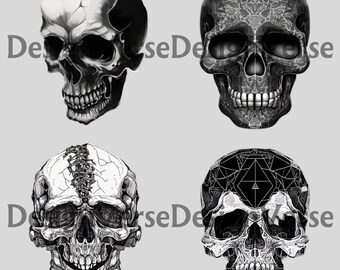 SVG-schedelbundel | Schedel SVG 4-pack | voor Cricut, silhouet, T-shirts, enz.