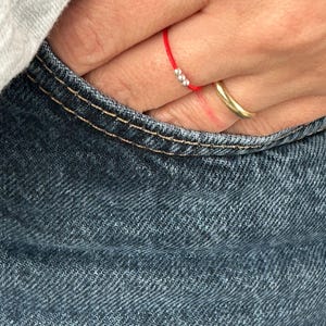 red string of fate ring,promise ring,couple ring, red band,925k silver red string ring,red thread,minimal ring,gift for her,koi design,