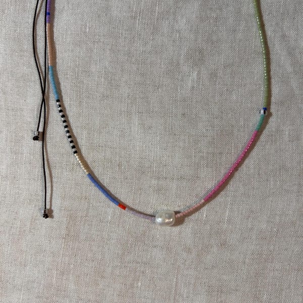 Colorful beaded necklace, pearl beaded necklace, miyuki bead necklace, miyuki necklace, trend gift for her, dainty beaded necklace