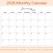 2025 Printable PDF Full Monthly Calendar | Landscape, Letter, A4 ...