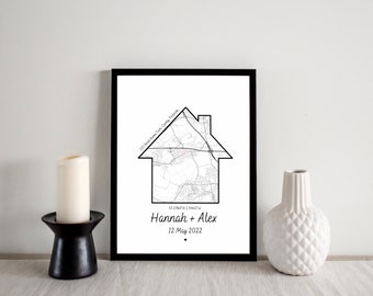 New Home Print | Customised | House Warming Gift | First Home | Gift For Couples | House Map Gift | Moving Present |