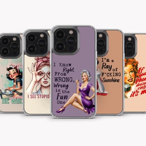 Pinup Girl Handyhülle Vintage Pinup Girl Cover für iPhone 15 Pro Max , iPhone 14, iPhone 13, iPhone 12, iPhone 11, Samsung S24 Ultra