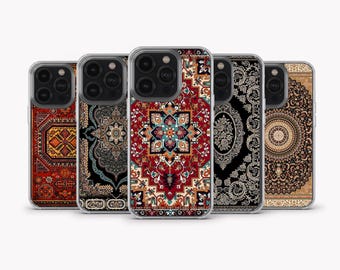 Persian Rug Phone Case Carpet Pattern Cover for iPhone 15 Pro Max , iPhone 14, iPhone 13, iPhone 12, iPhone 11, Samsung S24 Ultra, S23, A15