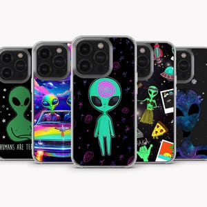 Funda de teléfono con diseño de extraterrestre, divertida funda de extraterrestre para iPhone 16 Pro Max, iPhone 15, iPhone 14, iPhone 13, iPhone 12, Samsung S24 Ultra, S23, A15, A14