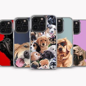 Dog Phone Case Cute Dog Cover for iPhone 15 Pro Max , iPhone 14, iPhone 13, iPhone 12, iPhone 11, Samsung S24 Ultra, S23, A15, A14