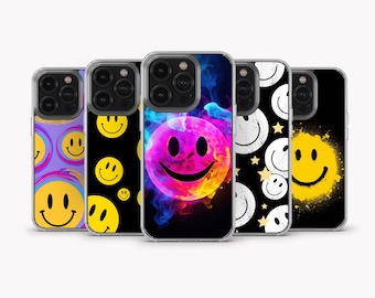 ハッピースマイリーフェイス電話ケース iPhone 17 16 15 14 13 12 11
