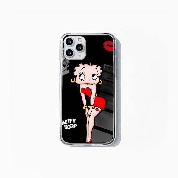 Betty Boop Motor Love - Borsa Porta Cellulare, Nero, 12 X 20 Cm, Due Scomparti, Zip, Patta Magnetica, Tracolla Regolabile E Rimovibile - 2