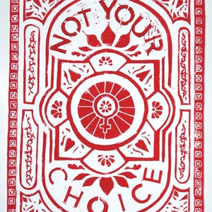 Not Your Choice Linocut- Original Linoleum Carving Print 11 x 14 inches, Wall Hanging, Wall Art, Art Decor