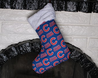 Christmas Stocking, Personalized Christmas Stocking, Stocking, Holiday Stocking, Cubs Stocking. Cubs Christmas Stocking