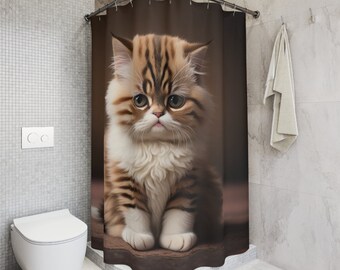 Polyester Shower Curtain cute kitty