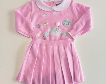 Vintage Matching Set Pink Little Brook Grandma's House Graphic Toddler Size 2T