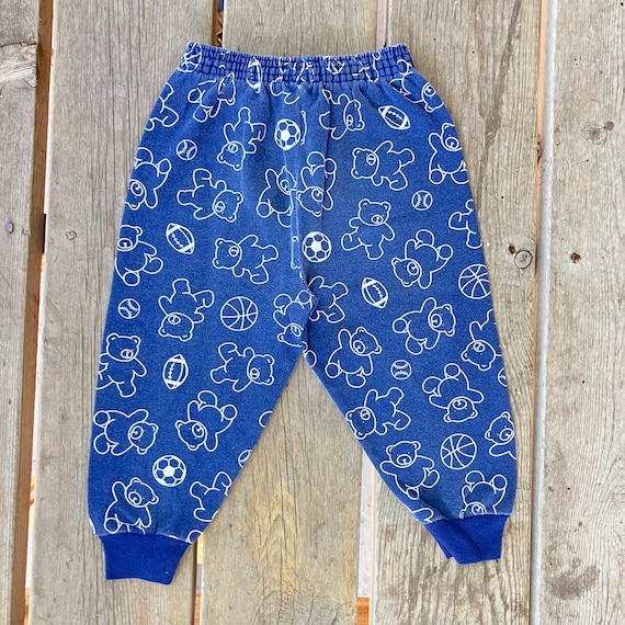 Vintage Baby Sweatpants Size 24mo Blue Sports Bear Design 90s Garanimals Made in USA Soccer Football Baseball Etsy