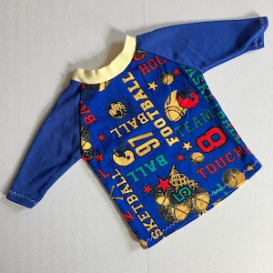 1970s Vintage Blue Sports Long Sleeve Size Newborn - 3mo Football Basketball Baseball