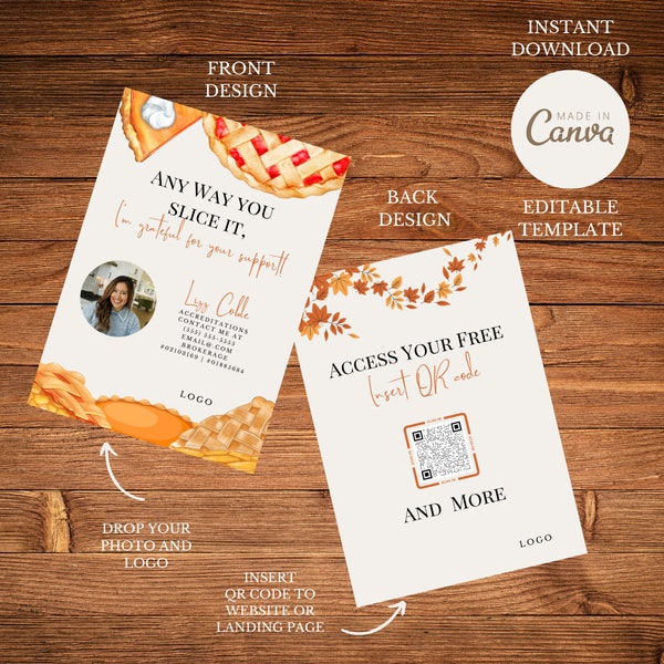 Pie Fall Pop-by | Double Sided Tag | Real Estate Marketing | Digital Download | Print At Home | 4 in 1 sheet