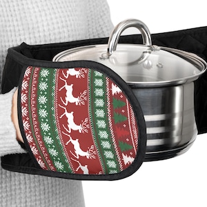 Double Oven Mitt: Heat Resistant Kitchen Potholder, Modern Decor