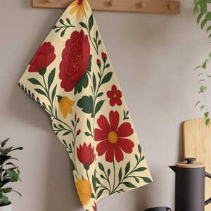 Floral Cotton Tea Towels: Vintage Farmhouse Kitchen Decor