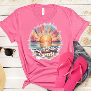 Comfort Colors Chasing Sunsets Beach Tee, Summer Vacation Vibes Shirt