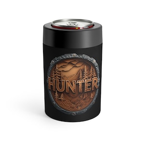 Hunter Can Holder: Rustic Stainless Steel Beer Cooler, Wildlife Decor