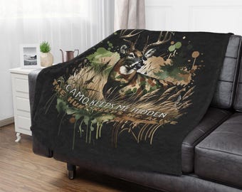Manta Minky con estampado de ciervos • Manta con estampado de animales salvajes para cabaña en el bosque