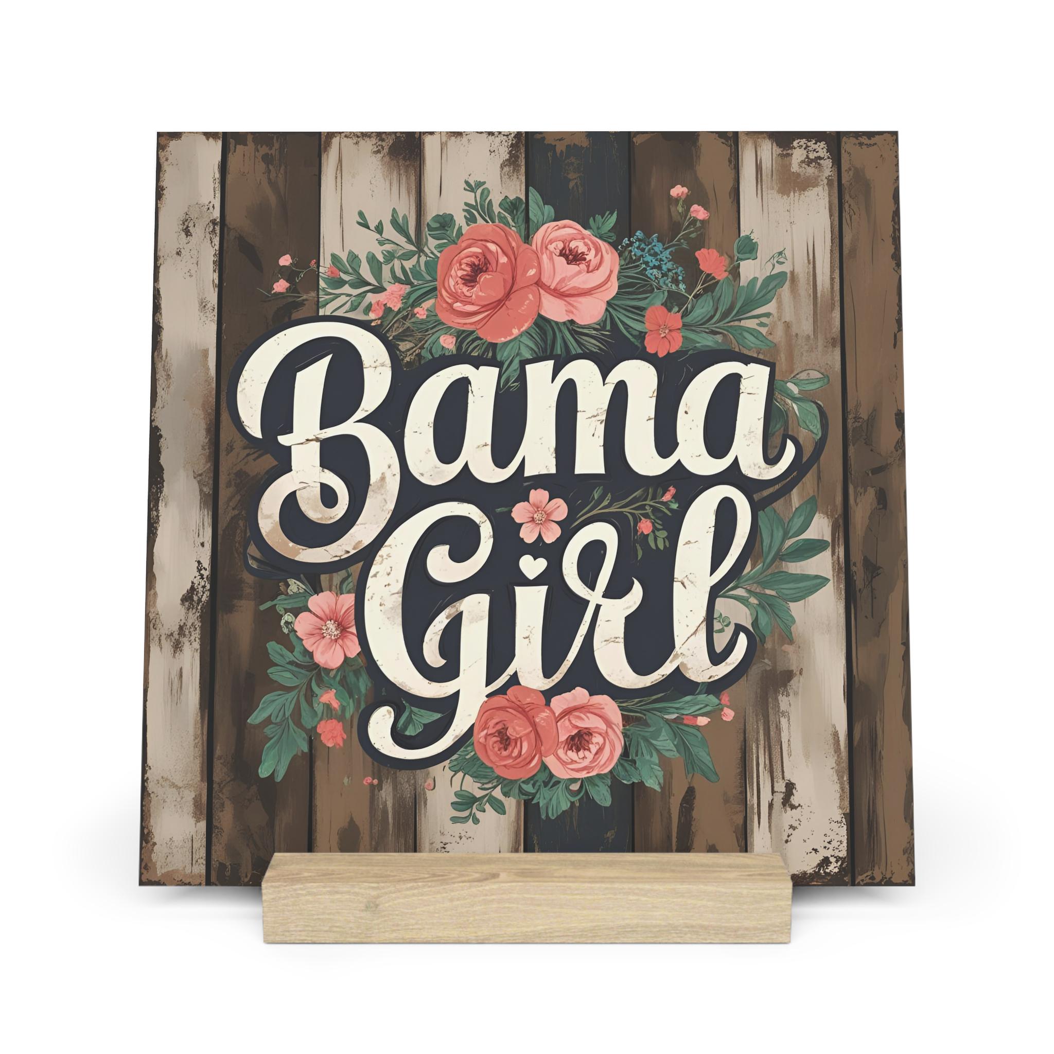 Bama Girl Gallery Board • Rustic Floral Alabama Decor Sign With Stand ...