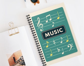 Music-Themed Notebook-Music Lover Gift-Ruled Line Journal-Composer Student Notepad-Spiral Diary-Class Notebook-Subject notebook-Notebooks