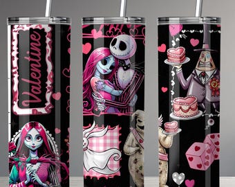 Vaso de acero inoxidable de 20 oz con personajes de pesadilla de San Valentín