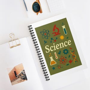 科学をテーマにしたスパイラルノート、ラボノート、化学ジャーナル、新学期用品、STEMノート、科学愛好家へのギフト、学生用ノート