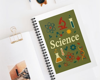 Science-Themed Spiral Notebook-Lab Notebook-Chemistry Journal-Back to School Supplies-STEM Notebook-Gift for Science Lover-Student notebook