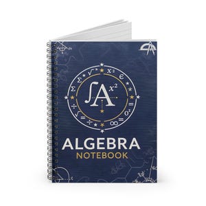 Student Algebra Spiral Notebook, Math Equations Lined Journal, School Study Supply, STEM Gift for Teens, Teachers, Tutors & Homeschool