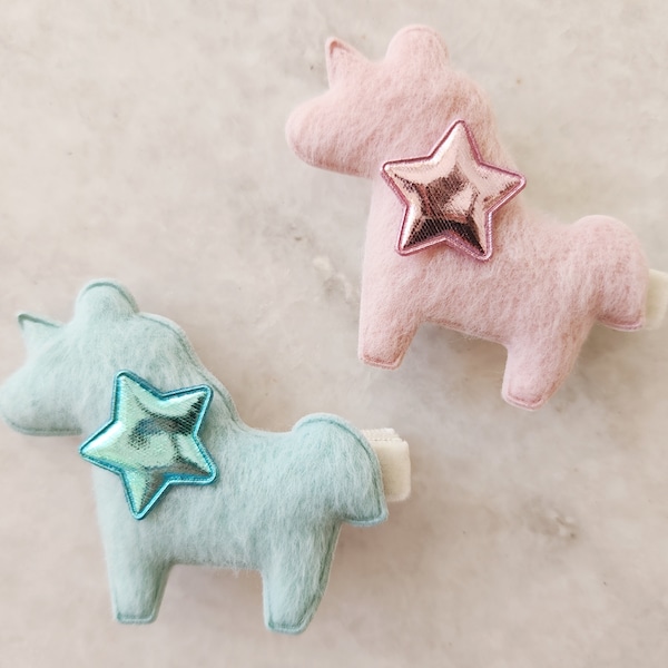 Handmade unicorn hair clips, unicorn felt pins, baby toddler girls hair accessories, hair pins for gift