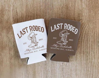 Custom Last Rodeo Bachelorette Can Cooler Country Bachelorette Favors Western Bachelorette Party Favor Nash Bash Cowgirl Bridal Shower Gift
